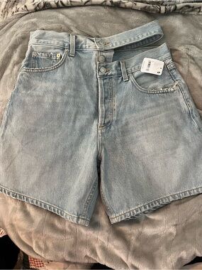 Agolde Light Blue High-Rise Denim Shorts